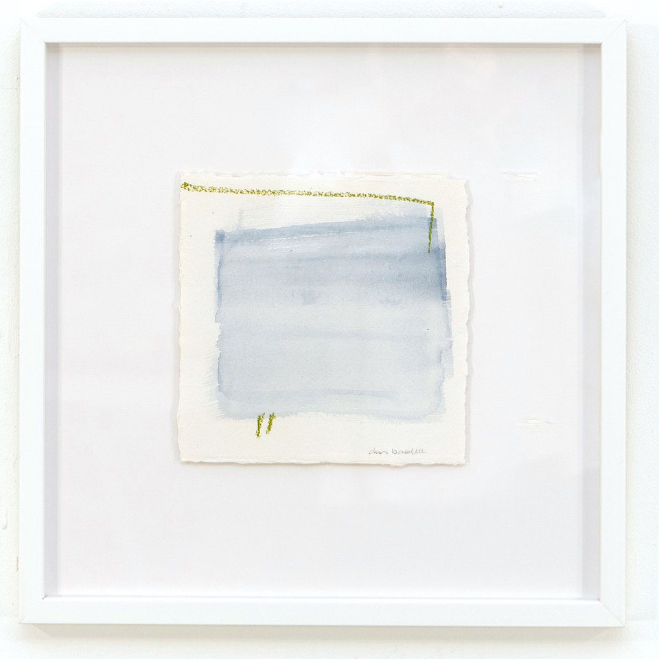 INDIGO STUDY #125 | 17.5″ x 17.5″, watercolor & pastel on paper, framed, by Chris Brandell | $425